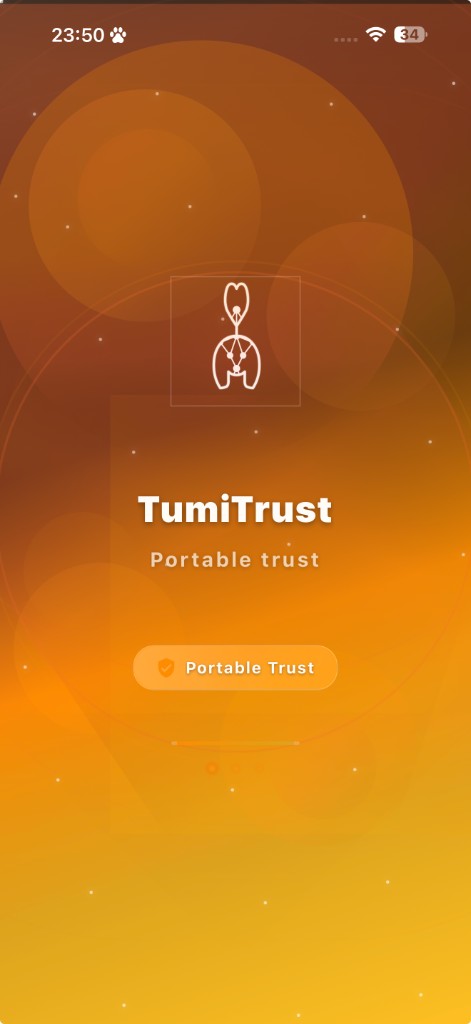 TumiTrust app welcome - Portable trust
